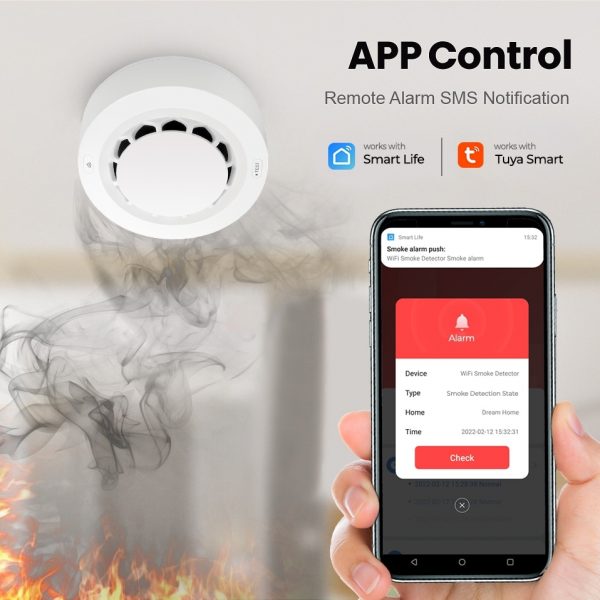 Smart Home Security Alarms Tuya App Connected WiFi Smoke Alarm Detector 4