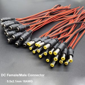 18 AWG 28cm Male Female jack cable adapter plug power supply 5.5 * 2.1mm 12V DC Connectors Set for LED Strip Light CCTV Camera 1