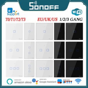 SONOFF T1/T2/T3/T0 TX EU/UK/US 1/2/3 Gang WiFi Smart Wall Touch Switch Smart Home Control Via Ewelink APP/RF433/Voice/Touch 1